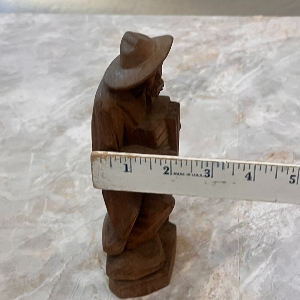 Hand Carved Wooden Figure Bearded Man Playing Accordion 8.5" Tall Folk Art - Picture 11 of 16